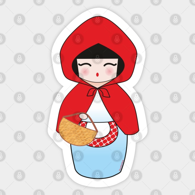 Kokeshi Little red riding hood Sticker by Pendientera